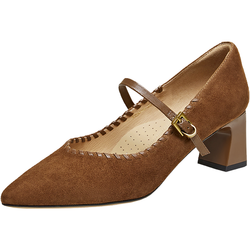 TATA 2026 Spring Mall Style Brown Low-Cut Casual Mary Jane Shoes for Women Size 36
