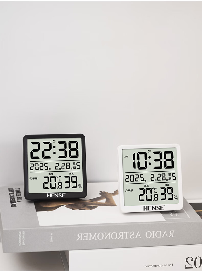 Hense Kitchen Magnetic Electronic Clock Refrigerator Thermometer Hygrometer Desktop Digital Clock Wall-Mountable HA3702 White Back-to-School Season 14