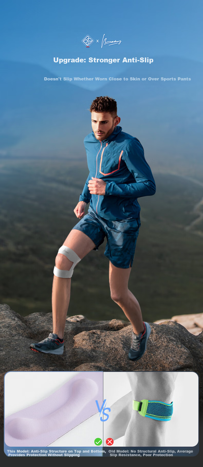 Baisrui 5E-T Knee Brace Knee Support Sports Patella Strap Women's Professional Men's Protective Joint Gear Running Lightweight 7