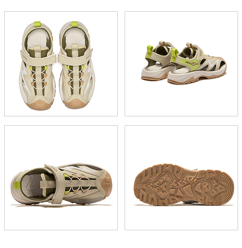 ERKE Kids Sandals Boys and Girls Closed-Toe Anti-Collision Sandals Microcrystalline White/Pink Frost Color Size 34 51
