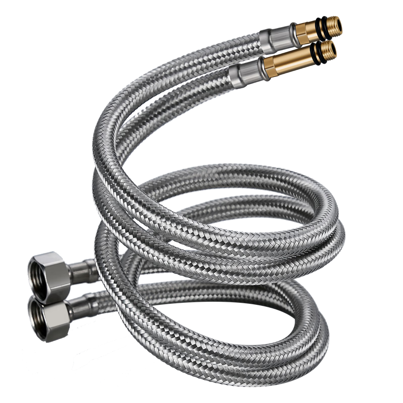 CVBAB 1-Meter Stainless Steel Extended Hot And Cold Water Inlet Hose for Basin And Kitchen Single-Hole Faucet, Pointed Water Pipe, 2 Pieces Per Pack CV810