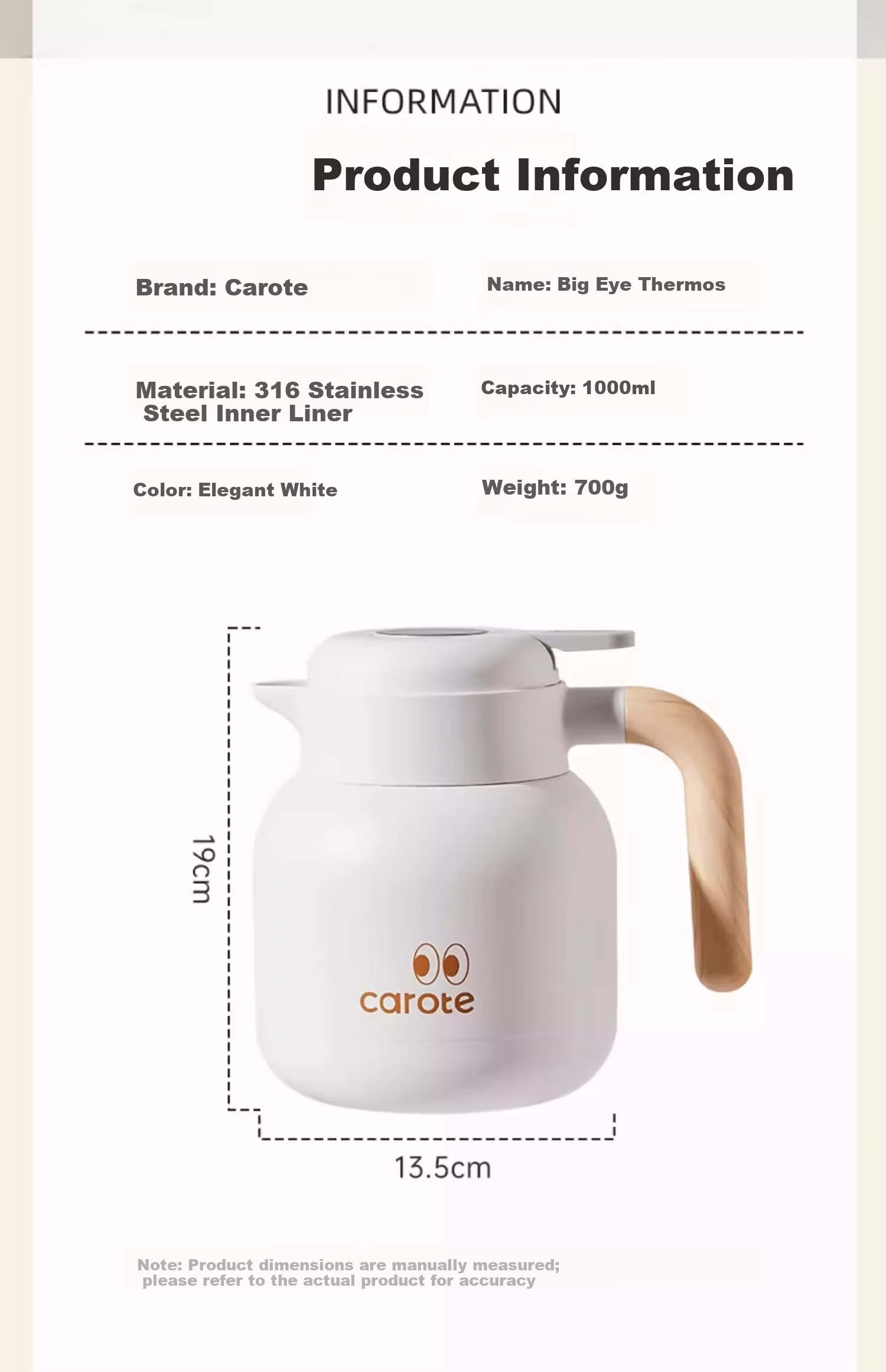 Carrot Stainless Steel Insulated Thermos Flask 1L Large Capacity Home Office Tea Steeping Pot with Tea Compartment 9