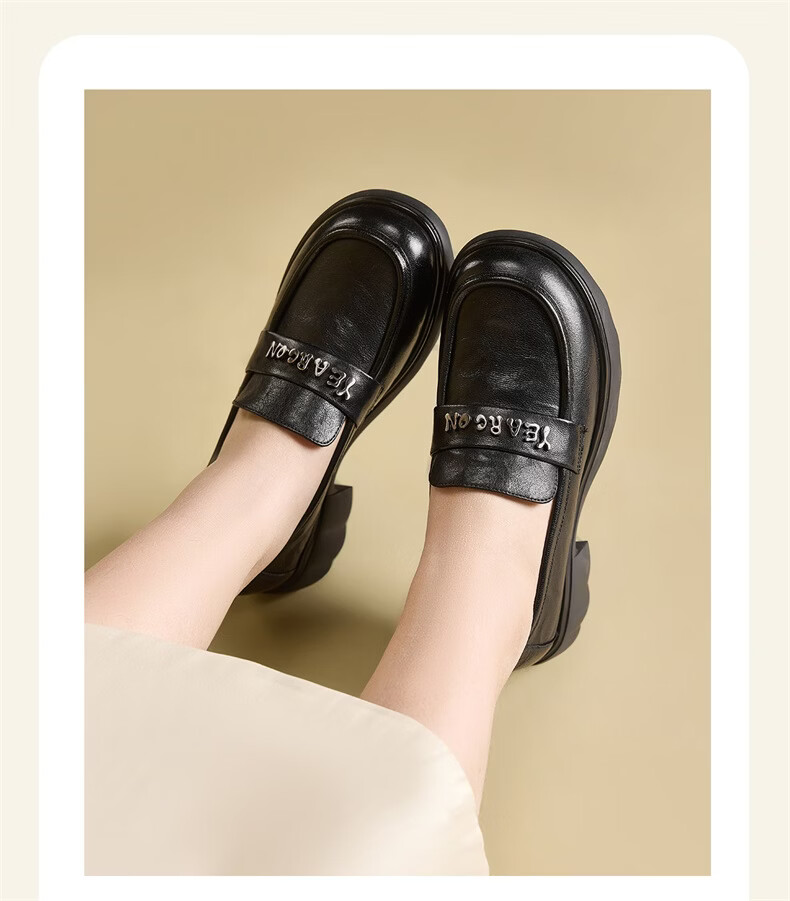 Eierkang Women's Spring Autumn Lambskin Comfortable Loafers Large Size British Style Small Leather Shoes 26528W Off-White 40 3