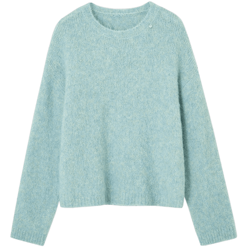 Demana Luxury Alpaca Wool Blend Winter Lazy Style Long Hair Crew Neck Soft Elegant Knit Sweater for Women