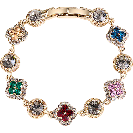 AJIDOU Women's Exquisite Vintage Dopamine Bracelet, Colorful Zirconia Beaded Chain, New Light Luxury High-End Jewelry for Mid-Autumn Festival