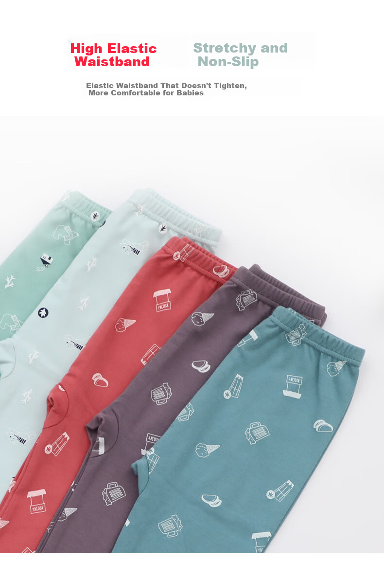 Hengyuanxiang Children's Autumn Pants Boys Youth Cotton Thin Printed Thermal Leggings High Waist Cotton Warm Pants Single Piece 5