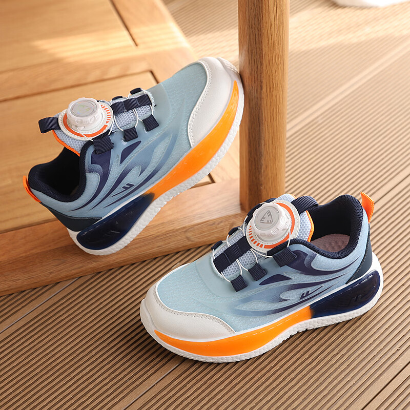 Warrior Kids Breathable Sports Shoes Boys Girls Running Shoes WZ(CL)-2018 Blue Orange Size 30