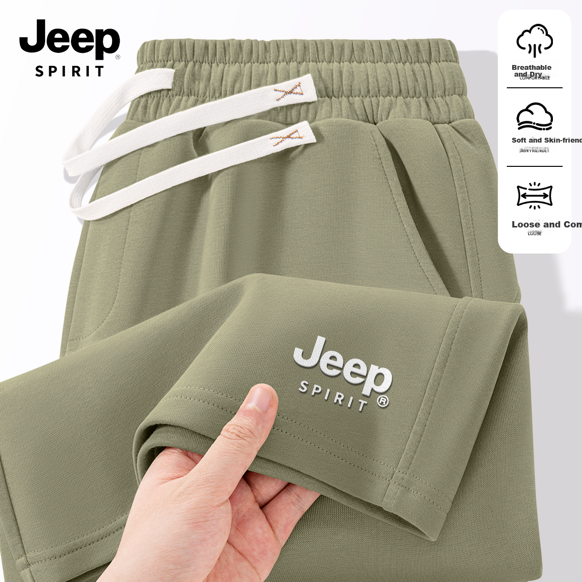 JEEP SPIRIT Men's 2026 New Summer Casual Loose Fit Shorts Dad Size Sports Five-Point Pants