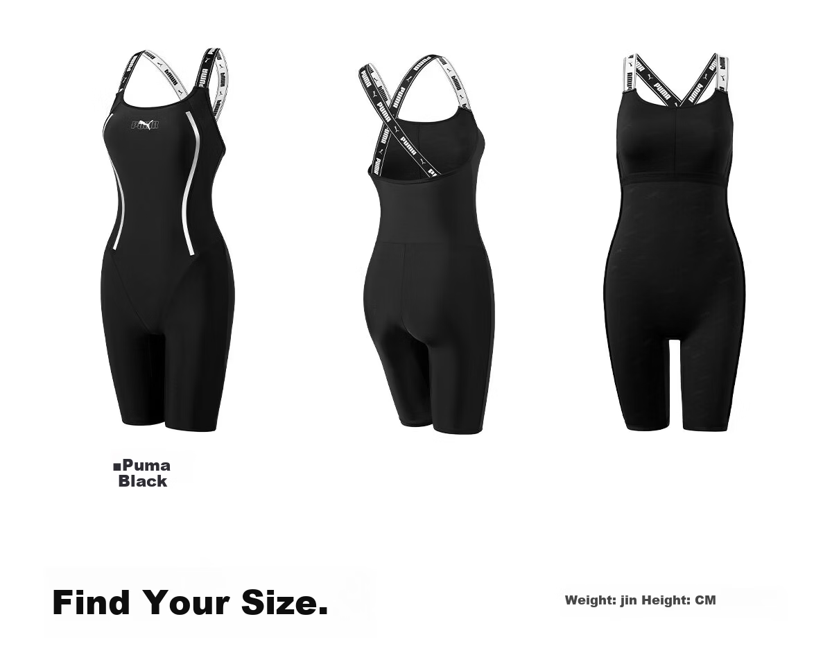 PUMA Women's High-Waist Five-Point One-Piece Swimsuit UV Protection Slimming Back Covering Professional Swimwear for Spa and Swimming Pool 19