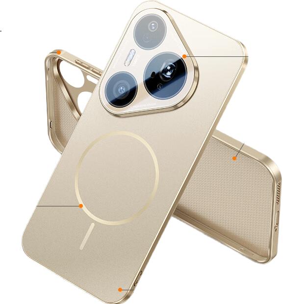 Чехол Mofei Super Strong Magnetic для Huawei Pura 80 Ultra / P80 Pro+, ультратонкий, противоударный, с защитой камеры, с охлаждением, бизнес-стиль, золотой