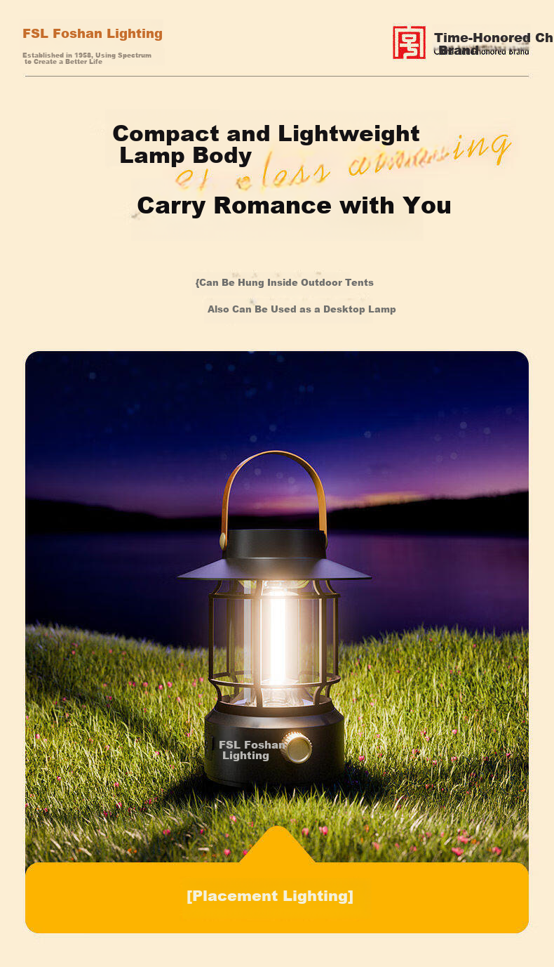 FSL Foshan Lighting Solar Outdoor Camping Garden Rural LED Lamp JD Self-operated Long Battery Life 11