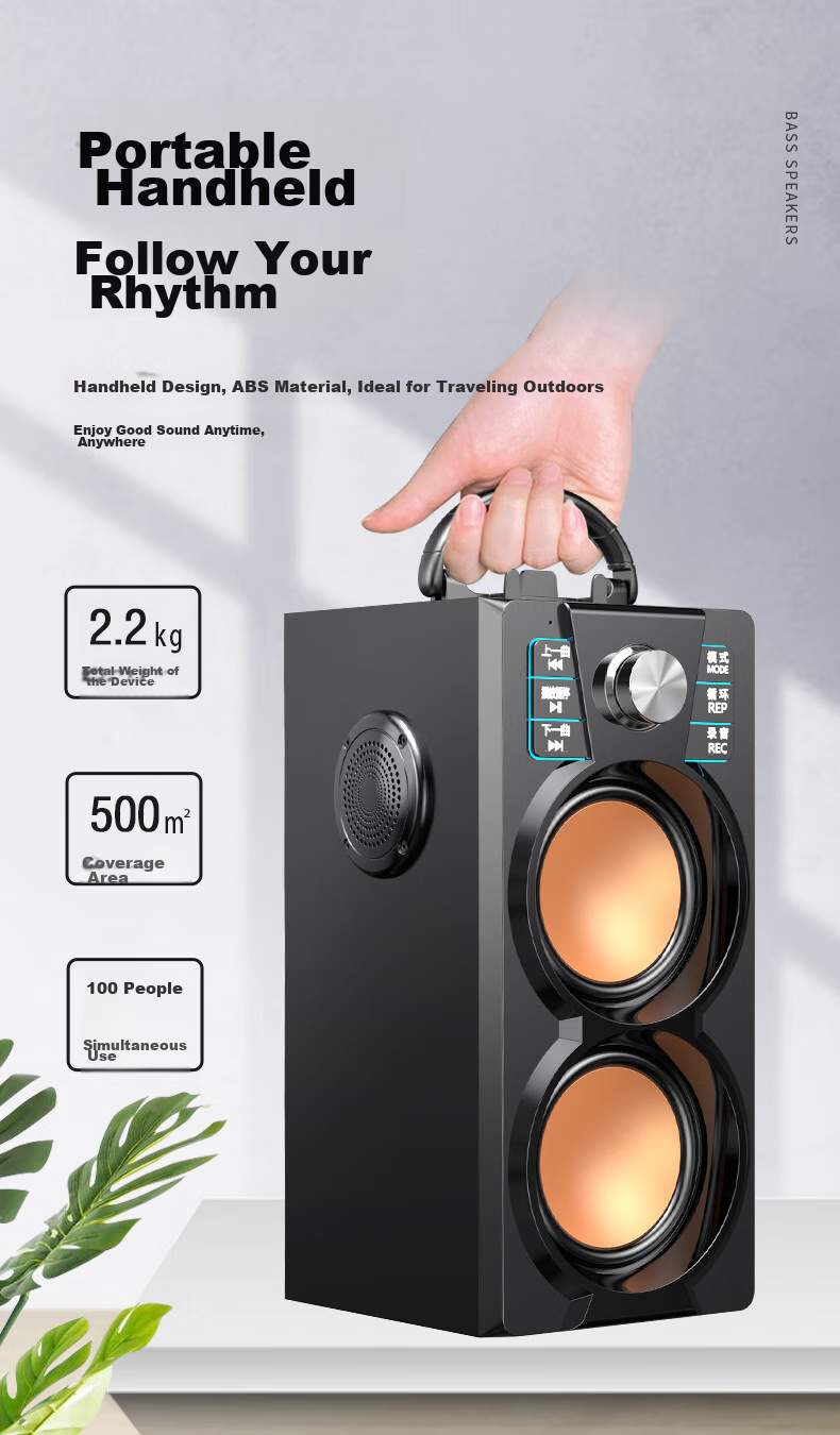 Saida SADA Wireless Bluetooth Speaker, Outdoor High-Volume Square Dance PS5 Gaming Speaker, Small Portable Home Handheld Street Vending Loudspeaker with Payment Code Voice Announcer A2 4