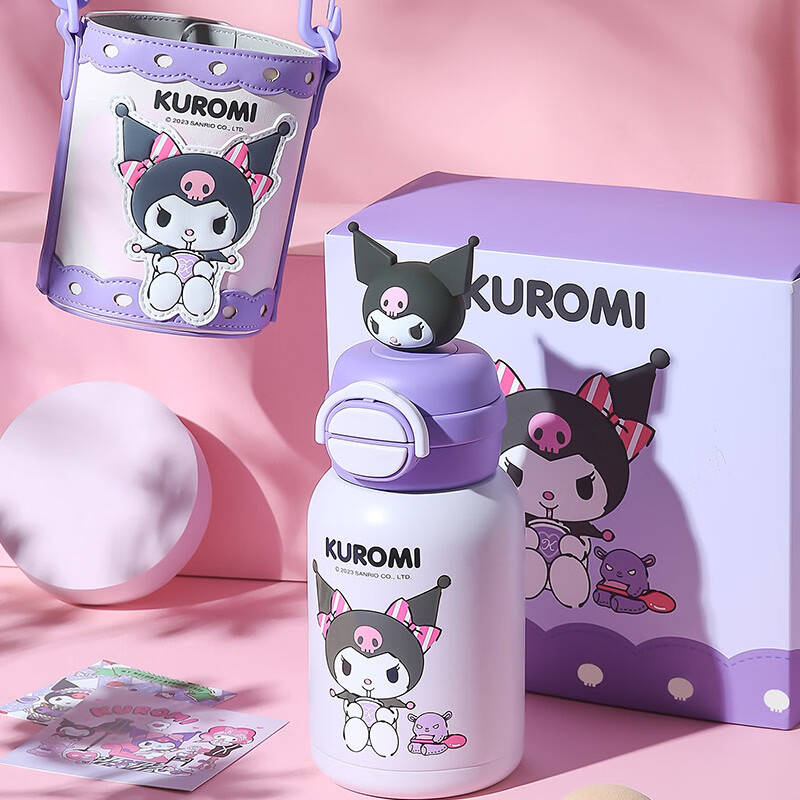 BEDDYBEAR Open-Mouth Smile Dual-Drink Children's Insulated Straw Water Bottle Student Cup 600ML Kuromi Children's Day Gift