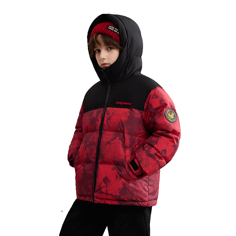 ASK JUNIOR [Canada Duck Down] Children's Winter Down Jacket, Warm 7A Antibacterial Filling, Boys' National Style New Year Coat