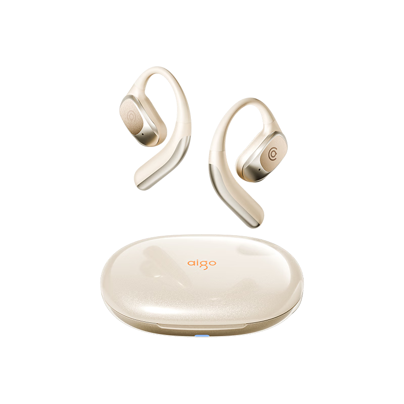 Aigo GS20 Beige Bluetooth Bone Conduction Open-Ear Wireless Sports Noise-Cancelling Headphones IP68 Dustproof Waterproof