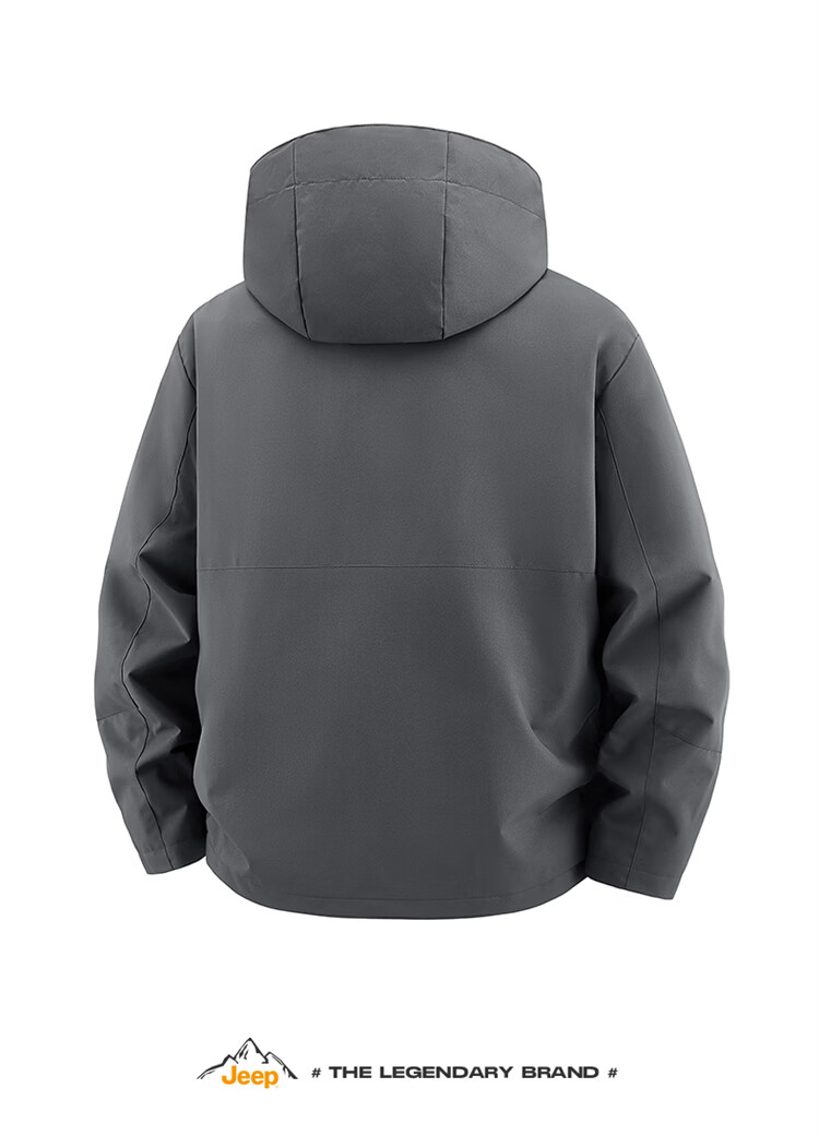 JEEP Men's Autumn Winter 3-in-1 Fleece Lined Jacket Outerwear Dark Gray L 18