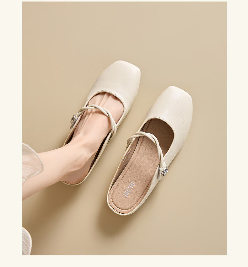 Dustodusto Baotou Women's Summer Slippers 2026 New Summer Shoes Slip-On Lazy Half Drag Mules 8