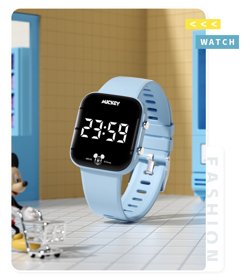 Disney Teen Electronic Watch High School Student Dormitory Wake-up Vibration Alarm Clock Kids Sports Swimming Waterproof Watch Boys 14