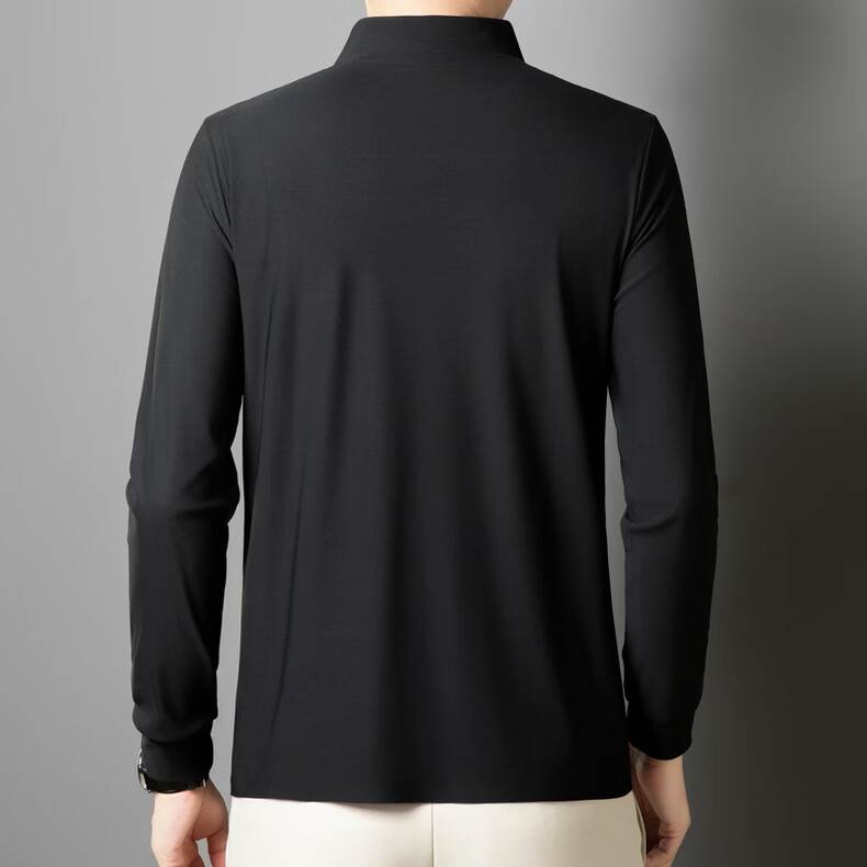 Hodo Men's Long Sleeve T-Shirt Summer Ice Silk Polo Shirt Wrinkle-Resistant Breathable Casual Top White M 13