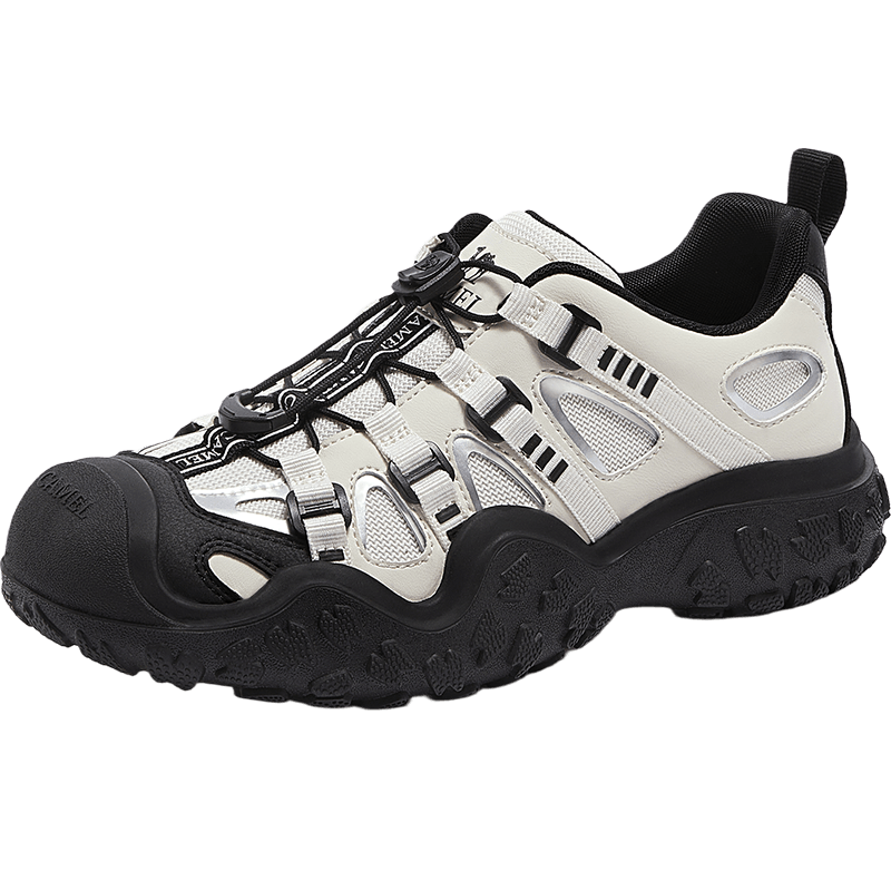 CAMEL Cute Ugly Style Women's Fashion Patchwork Thick Sole Outdoor Casual Hiking Shoes L26S202101 Off-White/Black Size 36