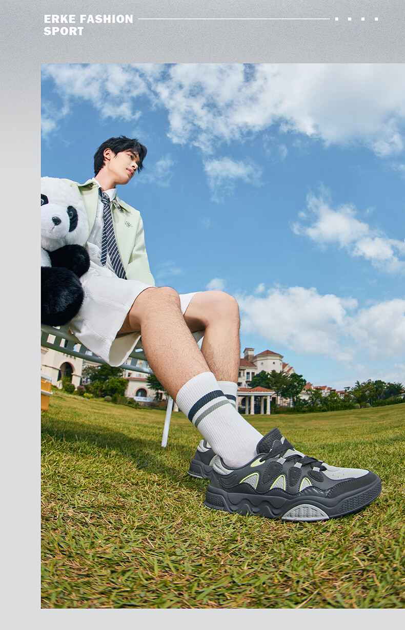 ERKE Men's Sneakers 2026 New Lightweight White Casual Sports Shoes Battery Panda 6 14