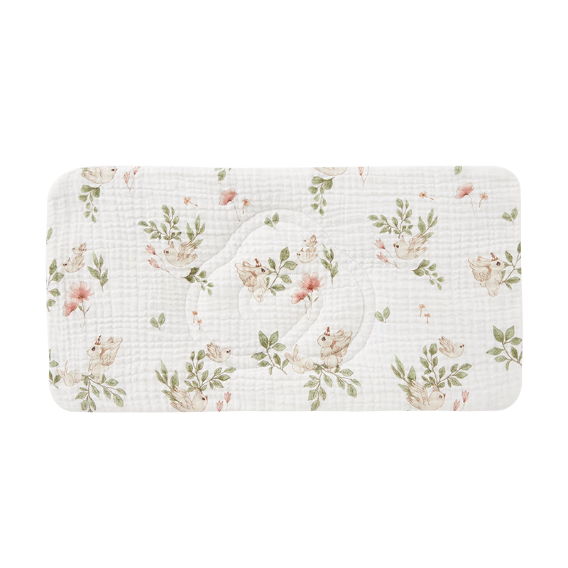 PurCotton Baby Cloud Pillow Four Seasons Gauze Cotton Yarn Newborn Flat Pillow Sweat-Absorbing Breathable 40×20cm Garden Dream