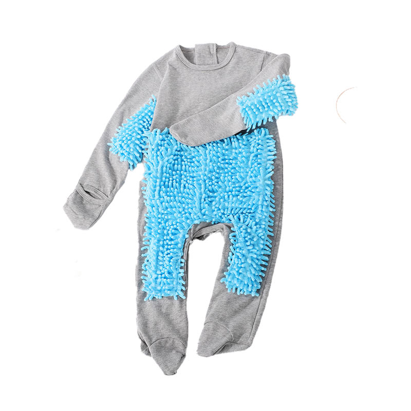 Babyprints Baby Romper Autumn Winter Floor-Length Elbow Protection Crawling Suit Anti-Dirt Hand and Foot Coveralls Gray 90cm