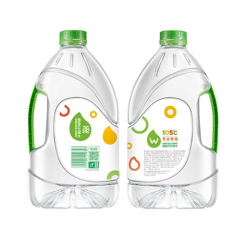 屈臣氏蒸馏水纯净水4.5L*4桶整箱大桶装水饮用水家庭装泡茶煲汤