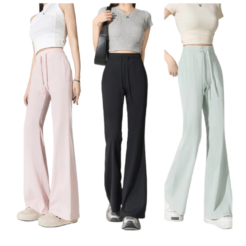 Baleno Ice Silk Micro-Flared Sun Protection Pants for Women, 2026 Summer New Trendy Fashion Casual Versatile Simple Fresh Trousers