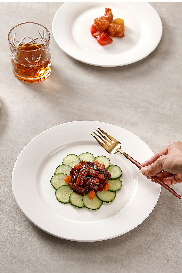 Danshi Zhiyuan Buffet Plate European White Ceramic Plate Western Food Plate Steak Plate 10 Inch Flat Plate Jingcang 14