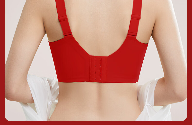 QianNaiMei Red Festive Wedding Large Bust Minimizing Side Support Main Year Bra Set Gray Blue 85D E+XL 25