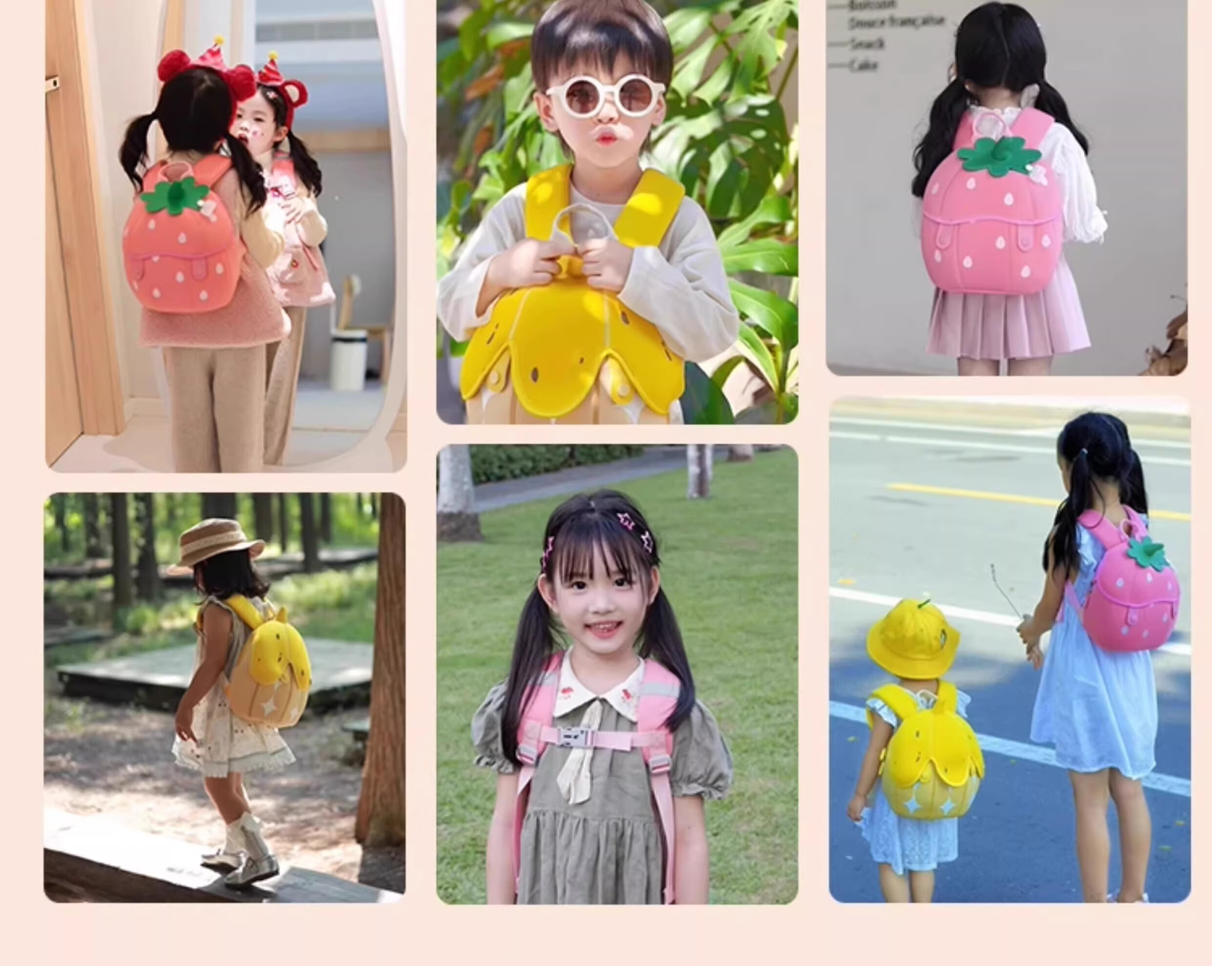 Germ Kids Backpack Kindergarten Girls Cute Strawberry White Chocolate Birthday Gift for Little Girls 2