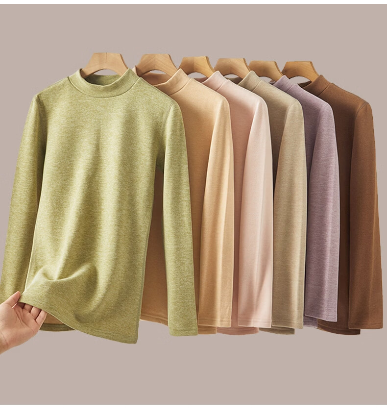 Urban Beauty Women's Thermal Underwear Set Autumn Top and Bottom Winter Cashmere Silk Half Turtleneck Windproof Heated Fleece Lined Warm Set 23