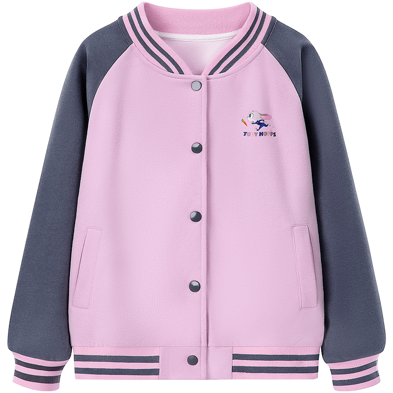 Disney Girls' Baseball Jacket, Spring Outerwear for Girls, Children's Coat, Zootopia, Smog Purple, Size 130