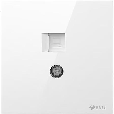 BULL Розетка компьютерная с ТВ G57, категория 6, большая панель, глянцевая белая