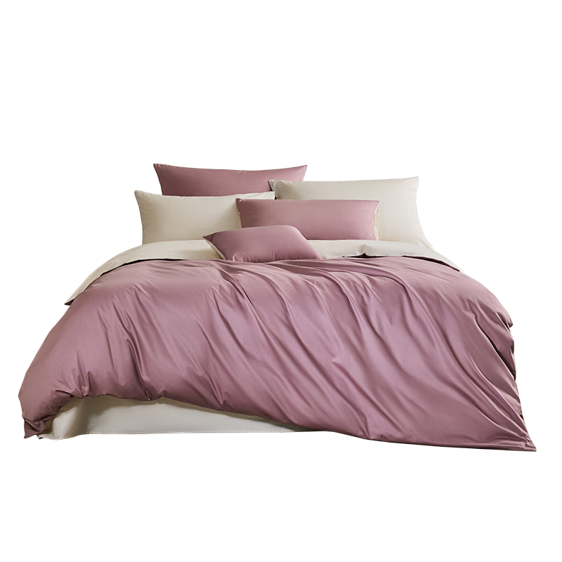 Luolai Home Textiles 60-Thread Count Pure Cotton Four-Piece Set 100% Xinjiang Cotton Bedding Sheet Duvet Cover Pink 220*250cm