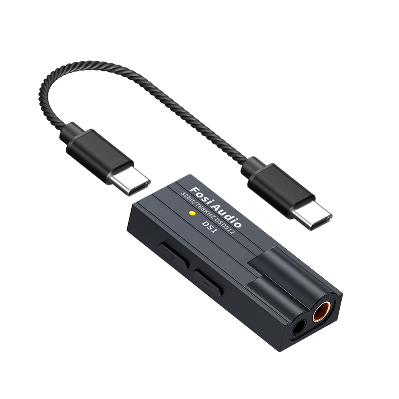 FOSI AUDIO DS1 Portable HiFi DAC Headphone Amplifier with Type-C, Compatible with Android and Apple, Black
