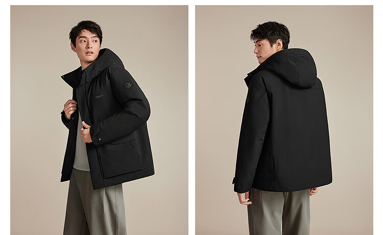 BOSIDENG 25-Year Winter Men's 90% Down Loose Casual Thickened Hooded Crew Neck Classic Casual Gift Jacket 9