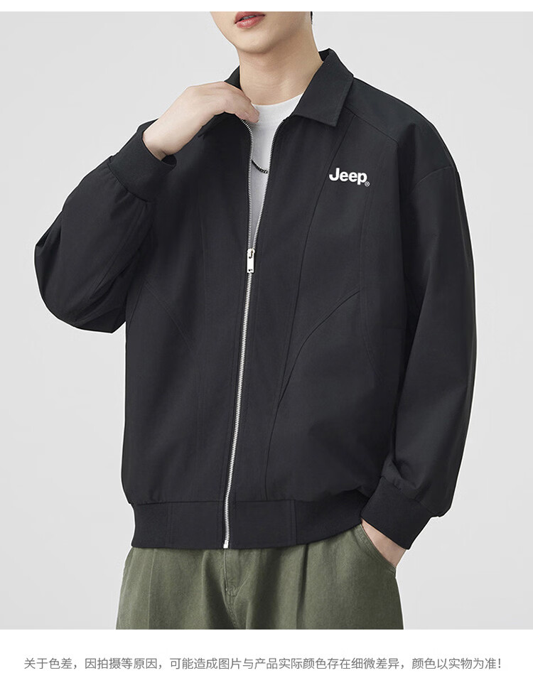JEEP Men's Spring Autumn Workwear Jacket Loose Fit Lapel Outdoor Coat Ancient Moss Green 3XL 16
