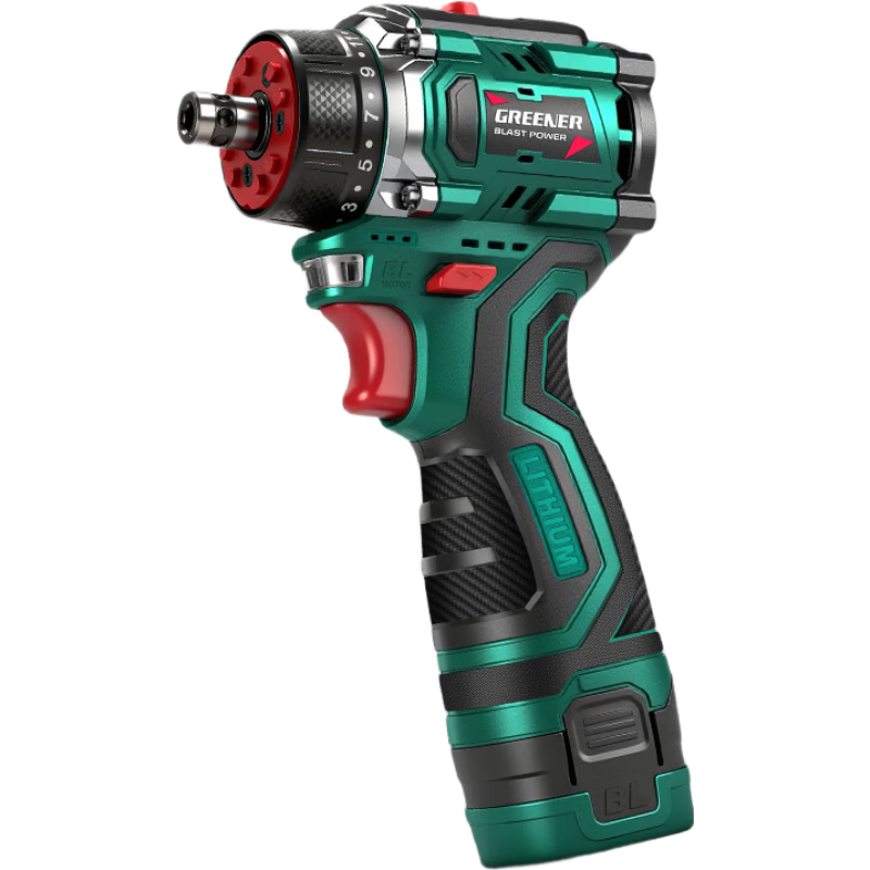 GREENER 16.8V Brushless Cordless Electric Drill with Quick-Change Chuck 2Ah Battery Dual Pack