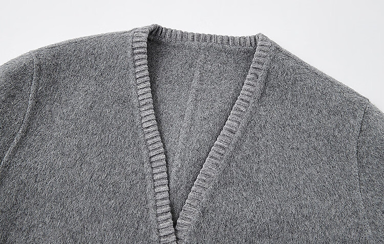 Demana [Double-Sided Wool] Spring Luxury V-Neck Knit Twisted Flower Decorative Patch Pocket Loose Short Women's Coat 12