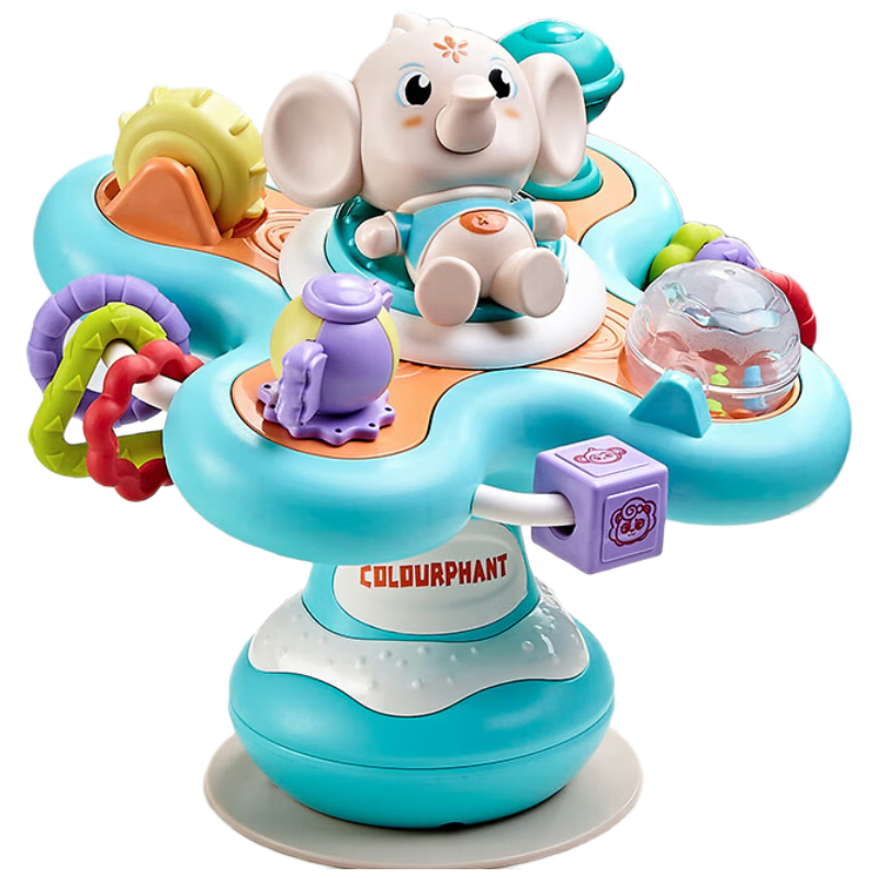 Licheers Baby High Chair Suction Cup Toy 0-1 Year Old Infant Dining Table Spinning Rattle Educational Early Learning Toy New Year Gift