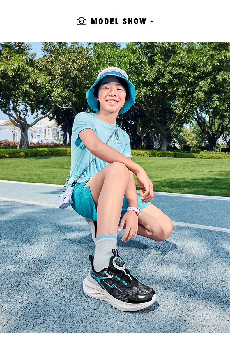 ERKE Kids Unisex Sports Shoes Children's Dial Buckle Mesh Running Shoes Microcrystalline White/Moonstone Gray Size 34 12