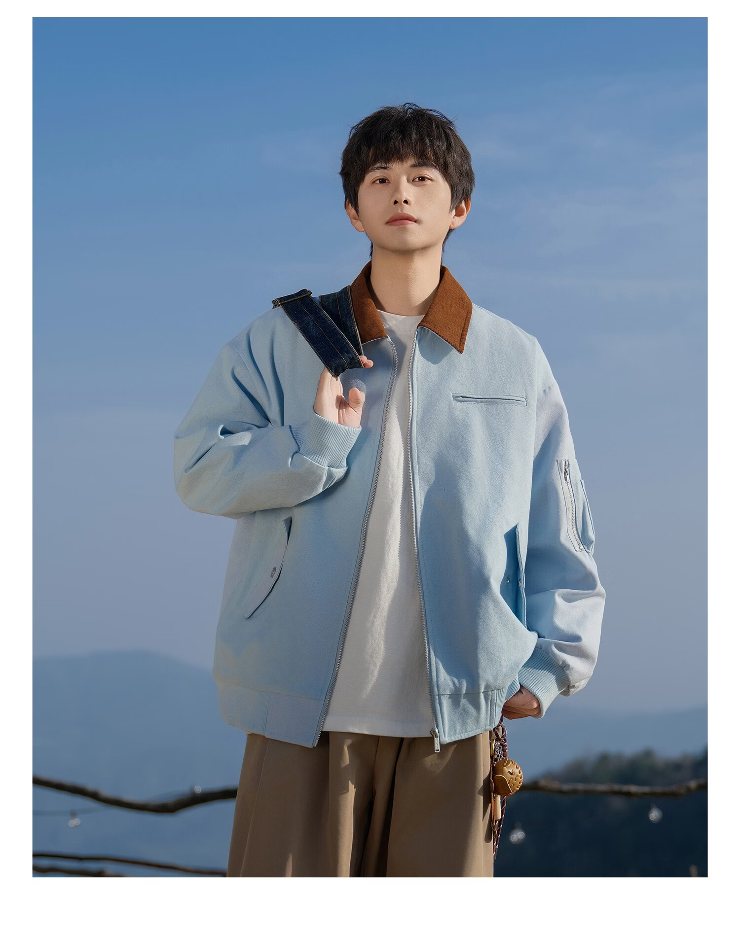 Foss Phil Vintage Lapel Jacket Men Spring Autumn New Trendy Loose Casual Workwear Coat DQC8533 Apricot White XL 9