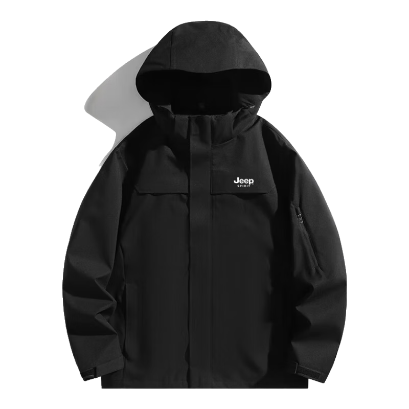 JEEP SPIRIT Men's Windproof Jacket for Spring And Autumn, Christmas And New Year Outerwear, Red Color for Zodiac Years, New Year Battle Robe, Qiji Red