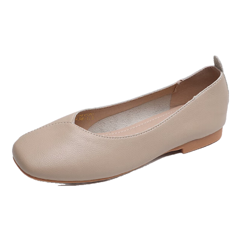 Mulinsen Women's Casual Slip-On Soft Sole Flat Shoes Light Brown Size 39