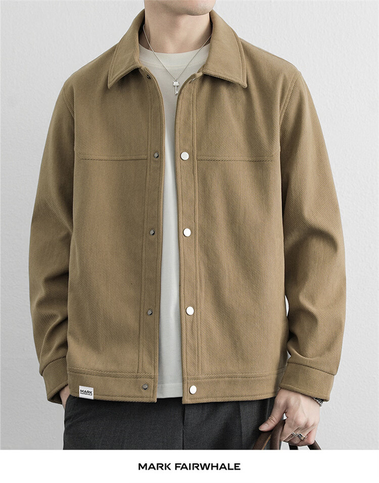 MARK FAIRWHALE Men's Jacket Spring and Autumn Trendy Casual Simple Fashion Versatile Khaki XL 13
