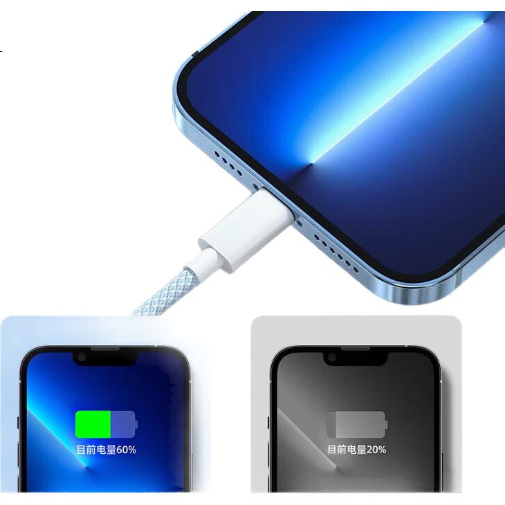 Кабель Nengshi Apple, зарядка PD30W, совместим с iPhone 14/13/12/8, быстрая зарядка Type-C для планшетов и автомобильного использования, плетеный провод, 1 метр, розовый