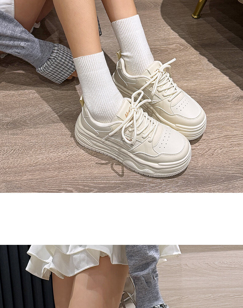 Warrior Women's Shoes 2026 Summer New Thick Sole Height Increasing Fashion Casual Sneakers Deep Beige Size 40 16