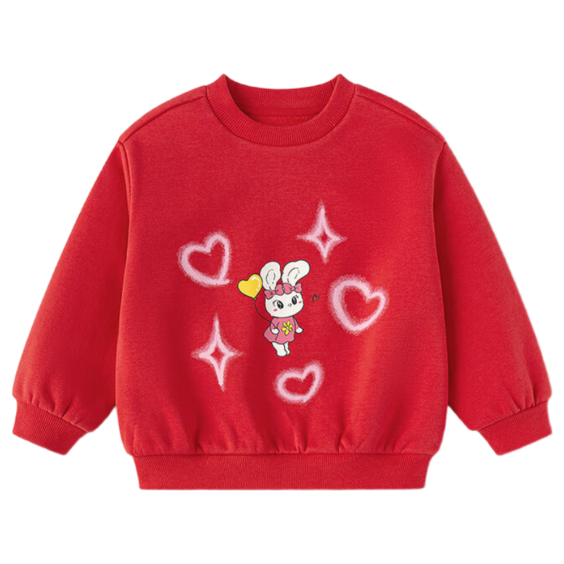 Balabala Kids Sweatshirt Red Boys Girls Spring 2025 New Year Outfit Baby Printed Base Shirt